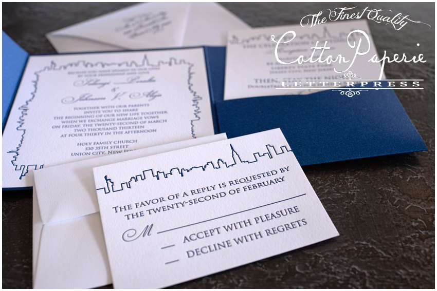cottonpaperie letterpress wedding invitations with metallic envelopes and folios new york skyline cottonpaperie letterpress wedding invitations with metallic envelopes and folios, new york skyline